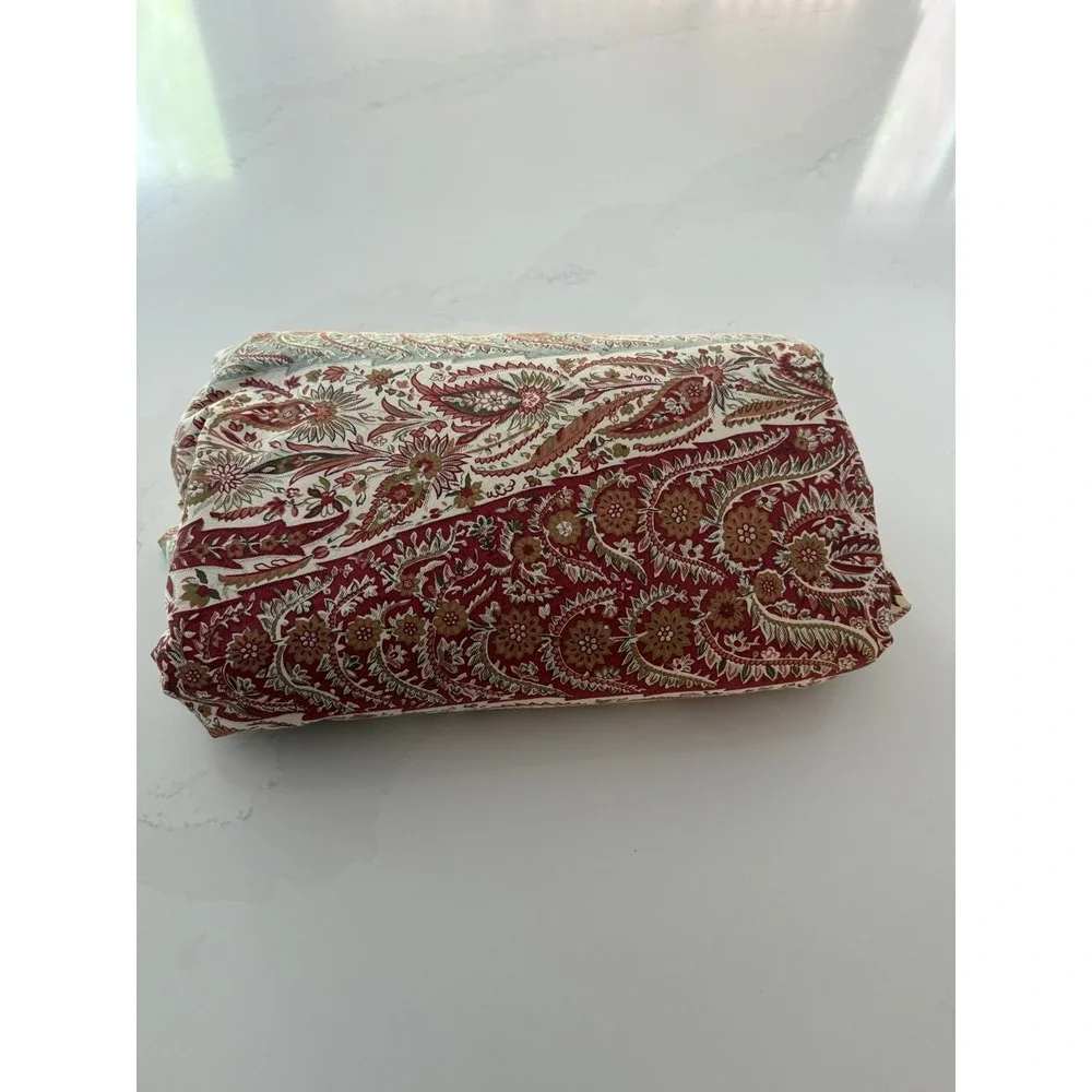 Pottery Barn Queen Duvet Cover Red Blue Paisley Floral Boho 2011 Made in Israel